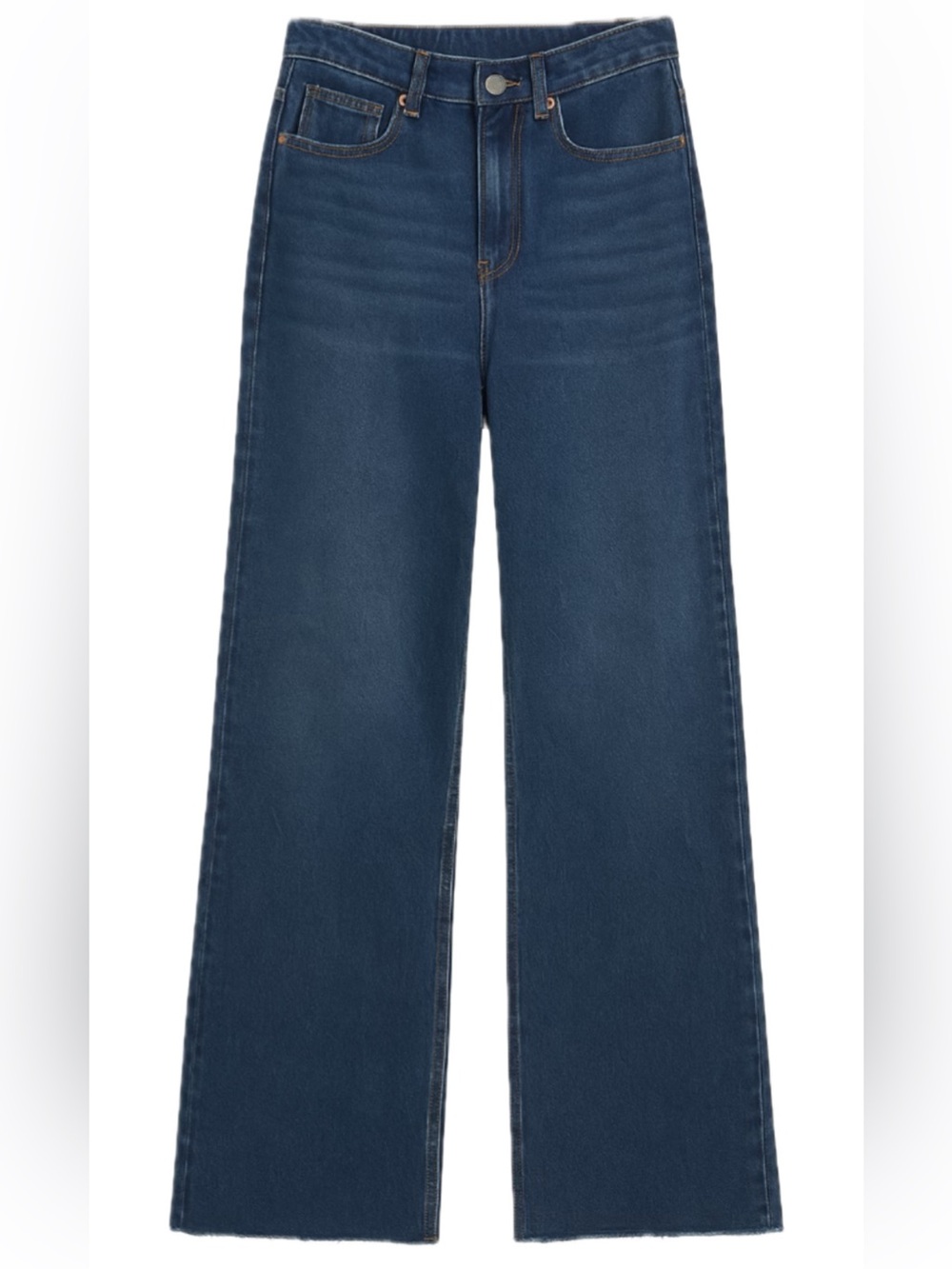 H&M ultra hi rise wide jeans raw edge